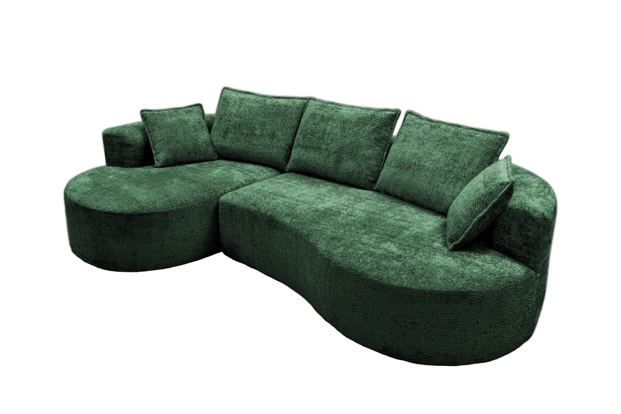 Sillón esquinero Root de 286 cm tapizado en chenille verde