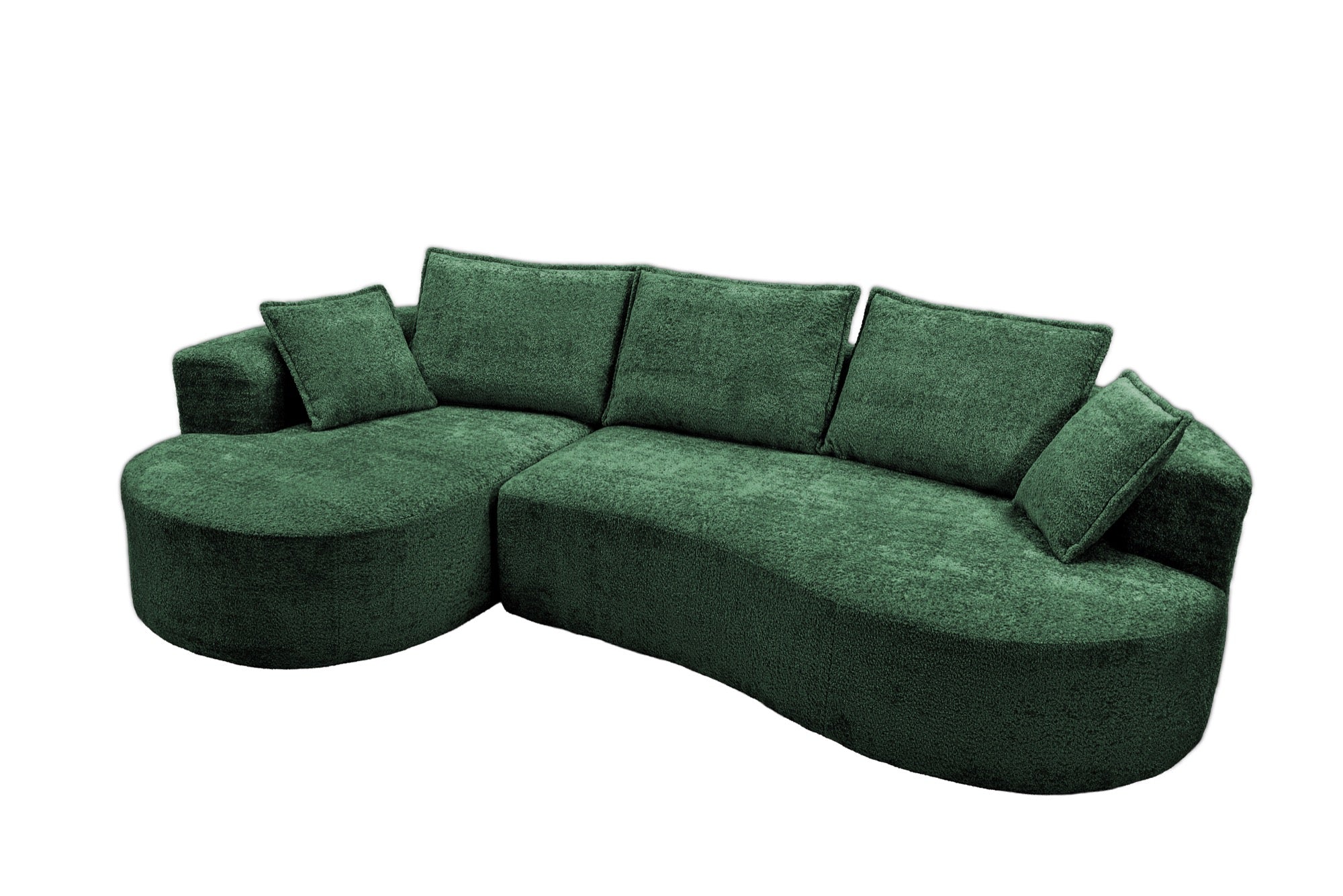 Sillón esquinero Root de 286 cm tapizado en chenille verde