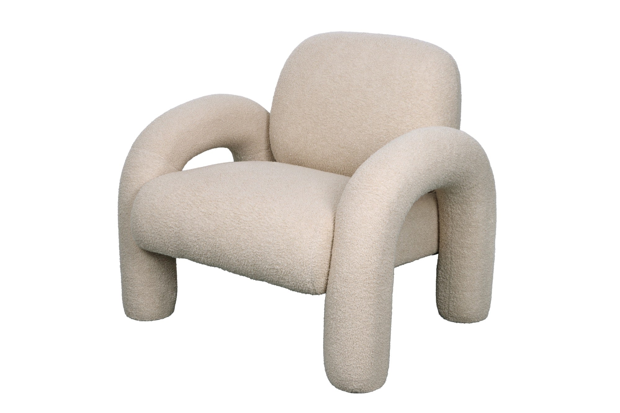 Sillón Grow tapizado en tela teddy, apoyabrazos y respaldo desmontables