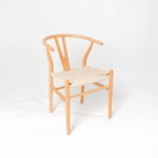 Silla Trama de madera de haya con asiento de cuerda tejida, color natural