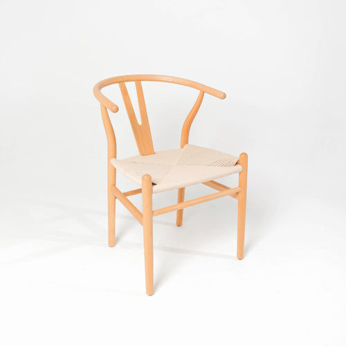 Silla Trama de madera de haya con asiento de cuerda tejida, color natural