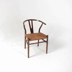 Silla Trama Mix de madera de haya con asiento de cuerda tejida, color chocolate