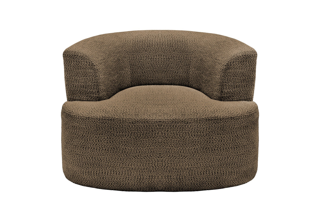 Sillón individual Nido tapizado en chenille marrón