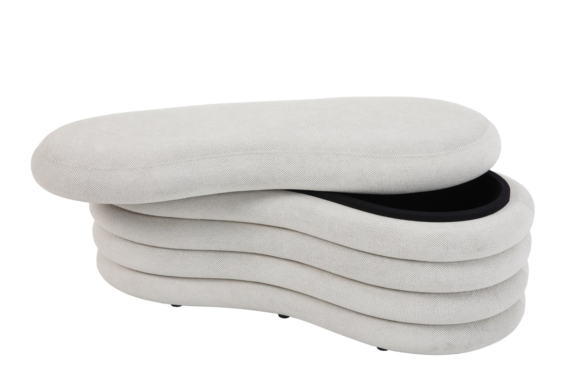 Banco Myco tapizado en poly-linen con asiento de guardado