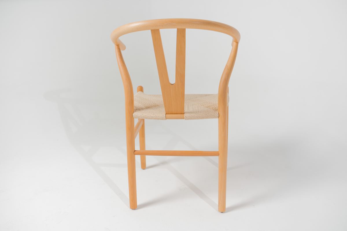 Silla Trama de madera de haya con asiento de cuerda tejida, color natural